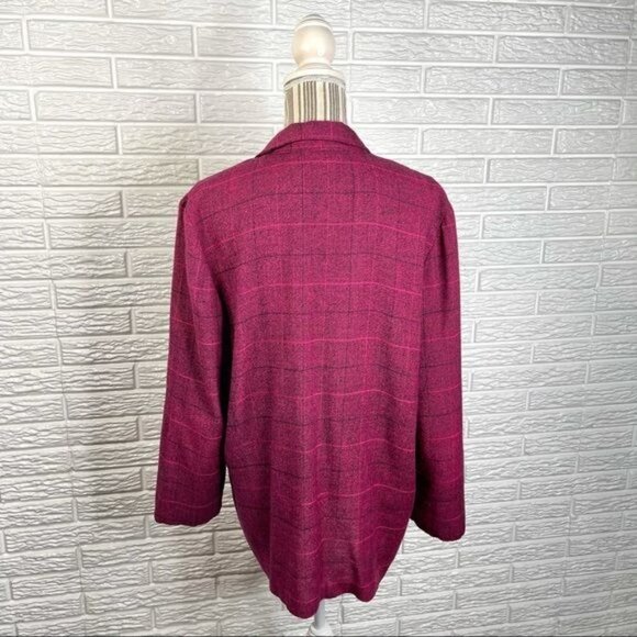 Vintage Chad Stevens Pink Black Plaid Blazer Jacket Size 1X - Picture 6 of 7